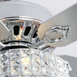 Living and Home 5 Blade Crystal Ceiling Fan Light with and Remote Control 52 inch - Size: 71.1 x 132.1 x 132.1cm - Silver - Wilko - thumbnail 6