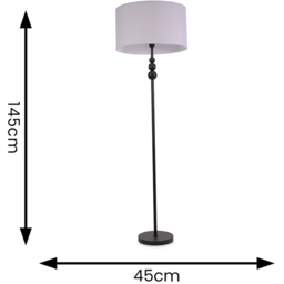 ValueLights Marissa Grey Shade Black Ball LED Floor Lamp - Size: 145 x 45 x 45cm - Wilko - thumbnail 4