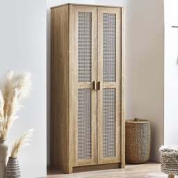 Julian Bowen Sydney 2 Door Rattan Effect Wardrobe - Wood - Wilko - thumbnail 1