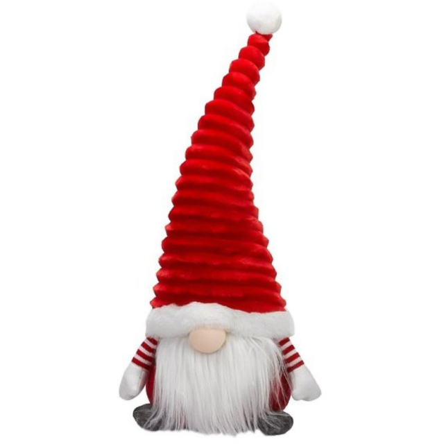 Samuel Alexander Red Grooved Hat Plush Sitting Gonk Christmas Decoration 51cm - Size: 51 x 29 x 24cm - Wilko - image 1