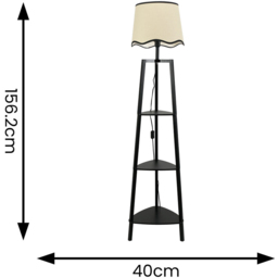 ValueLights Hiru Black 3 Shelf Black Trim Scallop Shade Floor Lamp with Bulb - Wilko - thumbnail 5