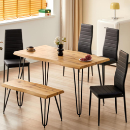 Kosy Koala 6 Seater Dining Table Set with Metal Chairs and Bench Set - Multi - Wilko - thumbnail 1