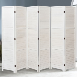 Living and Home 6 Panel White Folding Solid Wood Indoor Privacy Screen - Size: 170 x 240 x 1cm - Wilko - thumbnail 3