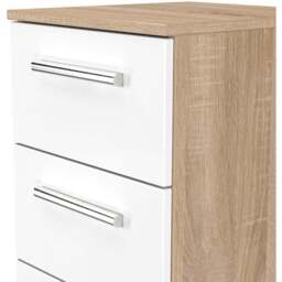 Crowndale Contrast 5 Drawer White Matt and Bardolino Oak Tall Bedside Cabinet Ready Assembled - White Matt & Bardolino Oak - Wilko - thumbnail 6