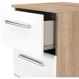Crowndale Contrast 5 Drawer White Matt and Bardolino Oak Tall Bedside Cabinet Ready Assembled - White Matt & Bardolino Oak - Wilko - thumbnail 7