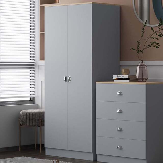 FWStyle Esher 2 Door Grey Oak Wardrobe - Wilko - image 1
