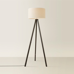 ValueLights Barbro White Trim Drum Shade Black Tripod Floor Lamp and Bulb - Wilko - thumbnail 6