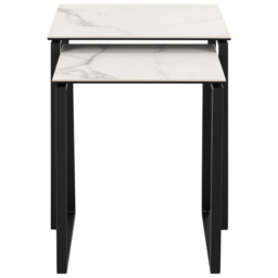 Florence Katrine White Ceramic Square Nest of Coffee Tables Set of 2 - Size: 55 x 50 x 50cm - Multi - Furniture To Go - Wilko - thumbnail 5