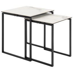 Florence Katrine White Ceramic Square Nest of Coffee Tables Set of 2 - Size: 55 x 50 x 50cm - Multi - Furniture To Go - Wilko - thumbnail 4