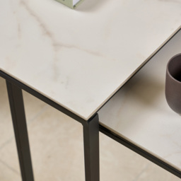 Florence Katrine White Ceramic Square Nest of Coffee Tables Set of 2 - Size: 55 x 50 x 50cm - Multi - Furniture To Go - Wilko - thumbnail 6