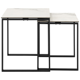 Florence Katrine White Ceramic Square Nest of Coffee Tables Set of 2 - Size: 55 x 50 x 50cm - Multi - Furniture To Go - Wilko - thumbnail 3