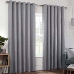 Divante Hoxton Silver Blackout Eyelet Curtains 229cm - Size: W 228 x D 228cm - Wilko
