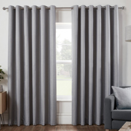 Divante Hoxton Silver Blackout Eyelet Curtains 229cm - Size: W 228 x D 228cm - Wilko - thumbnail 3