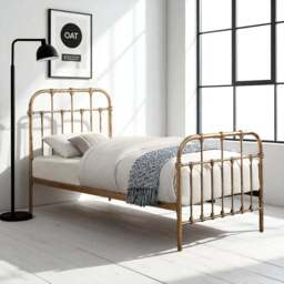 OAT Home Camden Single Antique Brass Effect Metal Bed - Wilko