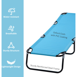 Outsunny Sky Blue Folding Recliner Sun Lounger - Size: 1 Seater - Wilko - thumbnail 6