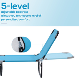 Outsunny Sky Blue Folding Recliner Sun Lounger - Size: 1 Seater - Wilko - thumbnail 5