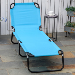 Outsunny Sky Blue Folding Recliner Sun Lounger - Size: 1 Seater - Wilko - thumbnail 1
