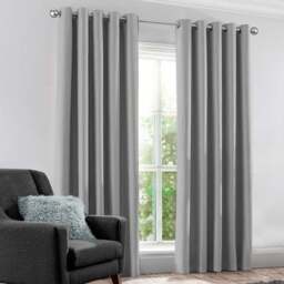 Velosso Kassidy Silver Blackout Curtains 168 x 137cm - Size: W 168 x D 137cm - Wilko