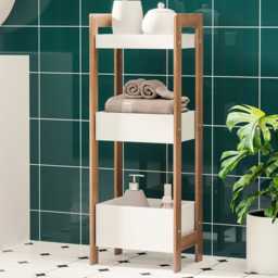 Portland 3 Shelf White Bathroom Storage Unit - Size: 27.5 x 20.8 x 74cm - Wilko - thumbnail 3