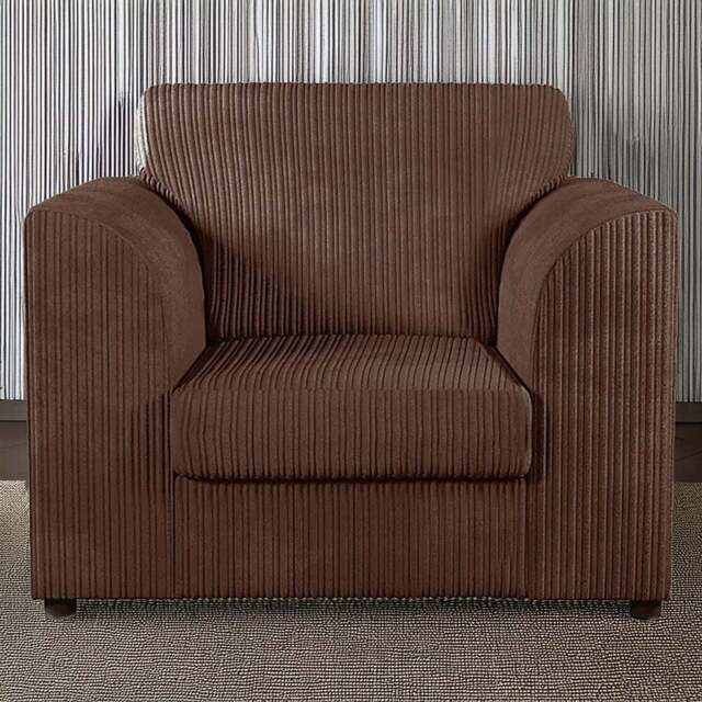 Luxor Single Seater Chocolate Jumbo Cord Armchair - Brown - Wilko - image 1