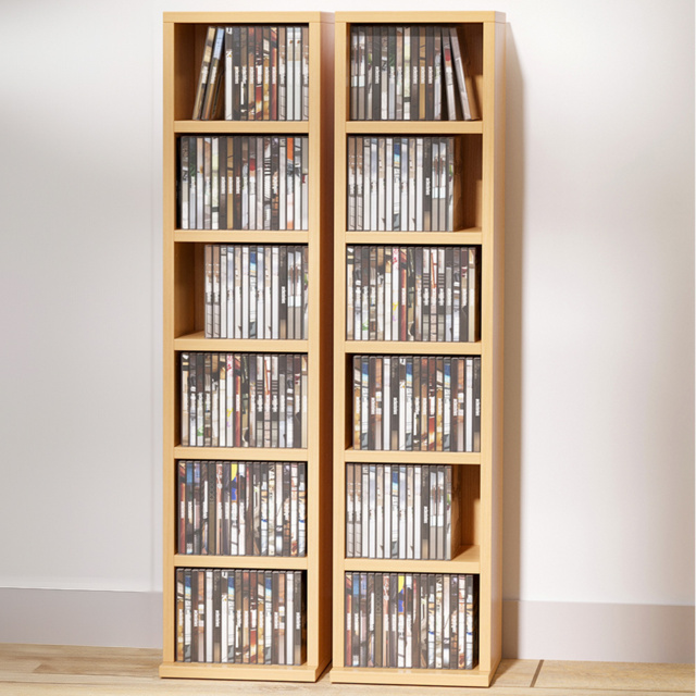 Portland Natural Wood Colour Media Display Shelf Unit Set of 2 - Size: 21 x 22.5 x 88.5cm - Brown - Wilko - image 1