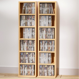Portland Natural Wood Colour Media Display Shelf Unit Set of 2 - Size: 21 x 22.5 x 88.5cm - Brown - Wilko - thumbnail 1