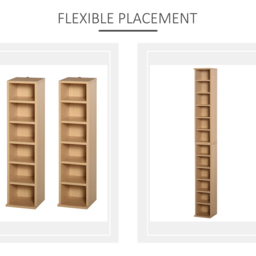 Portland Natural Wood Colour Media Display Shelf Unit Set of 2 - Size: 21 x 22.5 x 88.5cm - Brown - Wilko - thumbnail 6