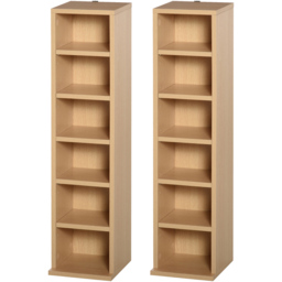 Portland Natural Wood Colour Media Display Shelf Unit Set of 2 - Size: 21 x 22.5 x 88.5cm - Brown - Wilko - thumbnail 3