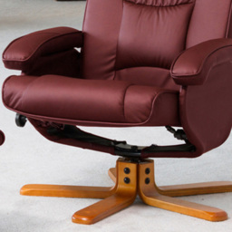 Artemis Home Severn Burgundy Massage and Heat Swivel Recliner Chair with Footstool - Size: Single - Red - Wilko - thumbnail 3