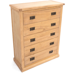 Cabinet Bits Lucca 5 Drawer Brown Brass Drop Handle Chest of Drawers - Wilko - thumbnail 5