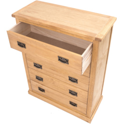 Cabinet Bits Lucca 5 Drawer Brown Brass Drop Handle Chest of Drawers - Wilko - thumbnail 6
