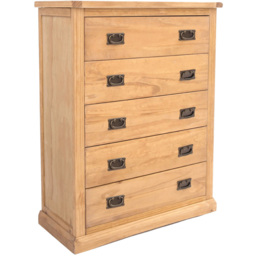 Cabinet Bits Lucca 5 Drawer Brown Brass Drop Handle Chest of Drawers - Wilko - thumbnail 4