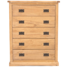 Cabinet Bits Lucca 5 Drawer Brown Brass Drop Handle Chest of Drawers - Wilko - thumbnail 3