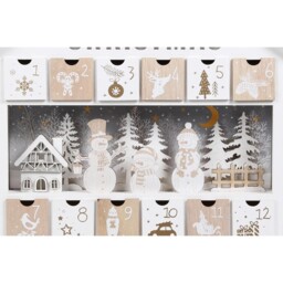 LED Wooden Festive Advent Calendar - White - Size: 30 x 39 x 6 cm - Wilko - thumbnail 3