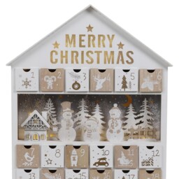 LED Wooden Festive Advent Calendar - White - Size: 30 x 39 x 6 cm - Wilko - thumbnail 4