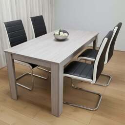 Portland Kosy Koala 4 Seater Modern Dining Set Grey and Black - Wilko