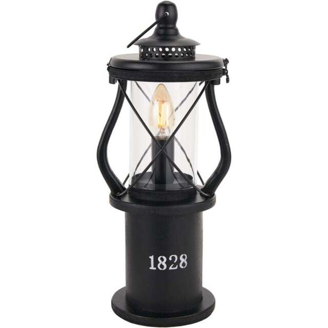 Pacific Lifestyle Gibson Black Wooden Victorian-Style Lantern Table Lamp - Size: 40 x 19 x 18cm - Wilko