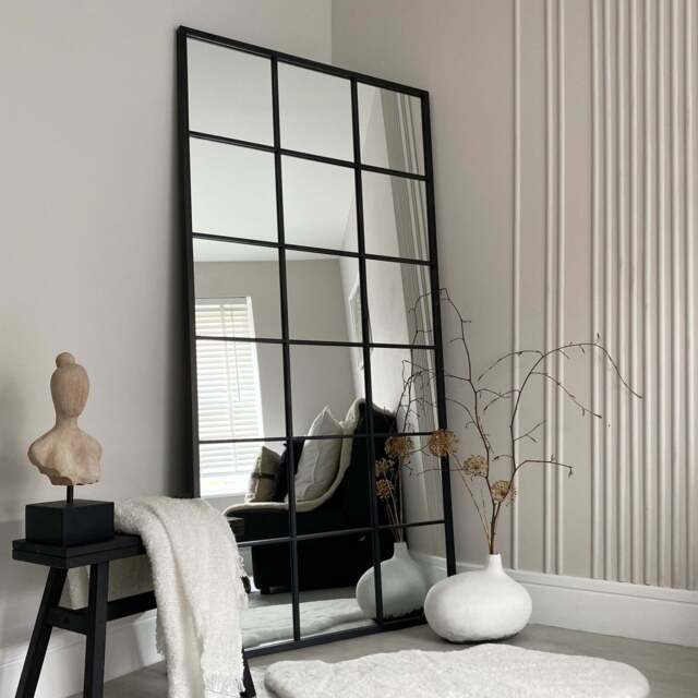 Brooklyn - Full Length Large Black Metal Mirror 180cm x 90cm - image 1