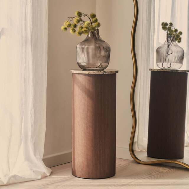Madison - Dark Emperador Round Dark Wood Plinth - image 1