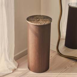 Madison - Dark Emperador Round Dark Wood Plinth - thumbnail 6