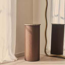Madison - Dark Emperador Round Dark Wood Plinth - thumbnail 3