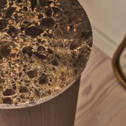 Madison - Dark Emperador Round Dark Wood Plinth - thumbnail 5