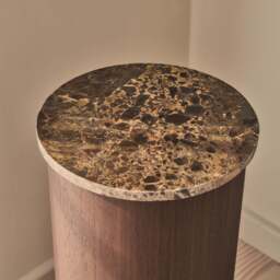 Madison - Dark Emperador Round Dark Wood Plinth - thumbnail 2