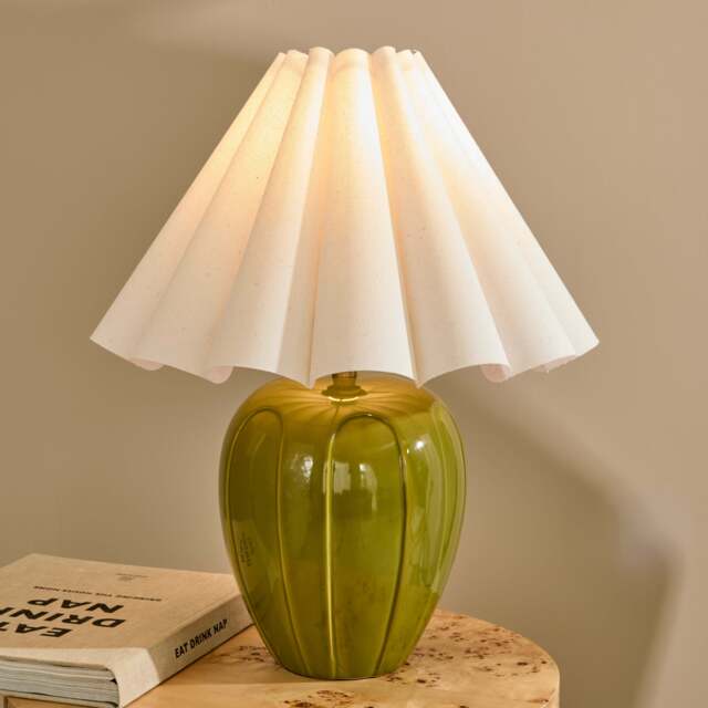 Orla - Olive Gloss Ceramic Scallop Shade Table Lamp - image 1