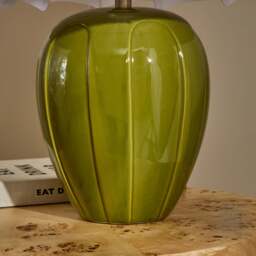 Orla - Olive Gloss Ceramic Scallop Shade Table Lamp - thumbnail 4