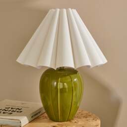 Orla - Olive Gloss Ceramic Scallop Shade Table Lamp - thumbnail 3