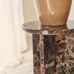 Ravello - Dark Emperador Round Premium Solid Marble Side Table - thumbnail 3