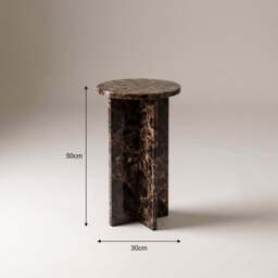 Ravello - Dark Emperador Round Premium Solid Marble Side Table - thumbnail 5