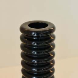 Varella - Large Black Marble Ribbed Decorative Vase 25cm - thumbnail 4