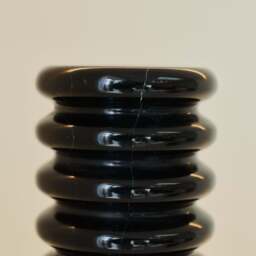 Varella - Large Black Marble Ribbed Decorative Vase 25cm - thumbnail 5